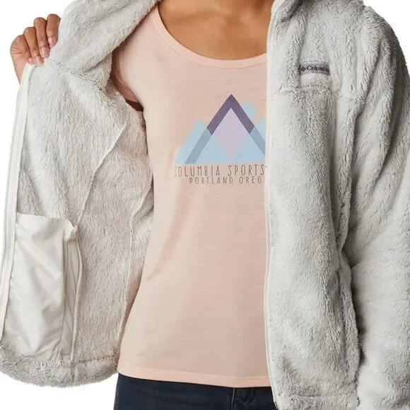 Columbia Gray Cloudy Day Fuzzy Soft Fleece Full Zip Jacket - Picture 2 of 6